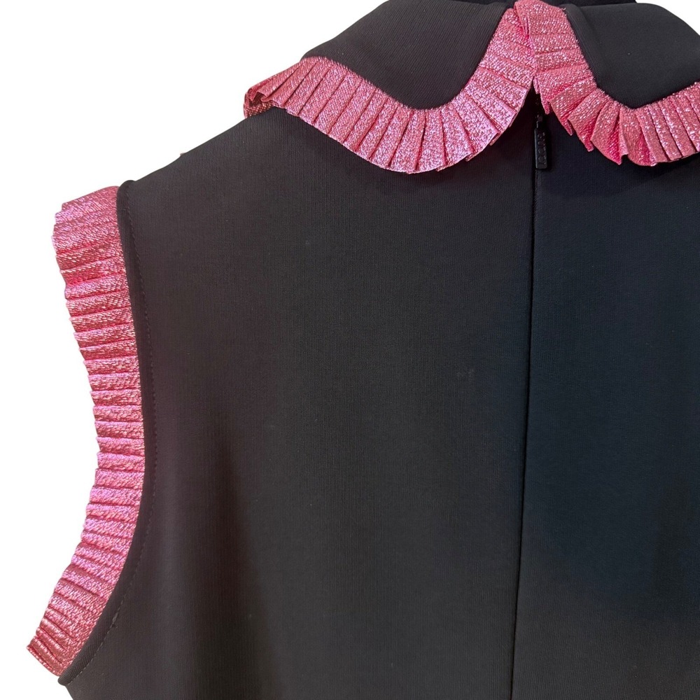 Gucci Metallic Pink Trim Sleeveless Dress | Crystal Buttons | Size S | NWT - Picture 4 of 11